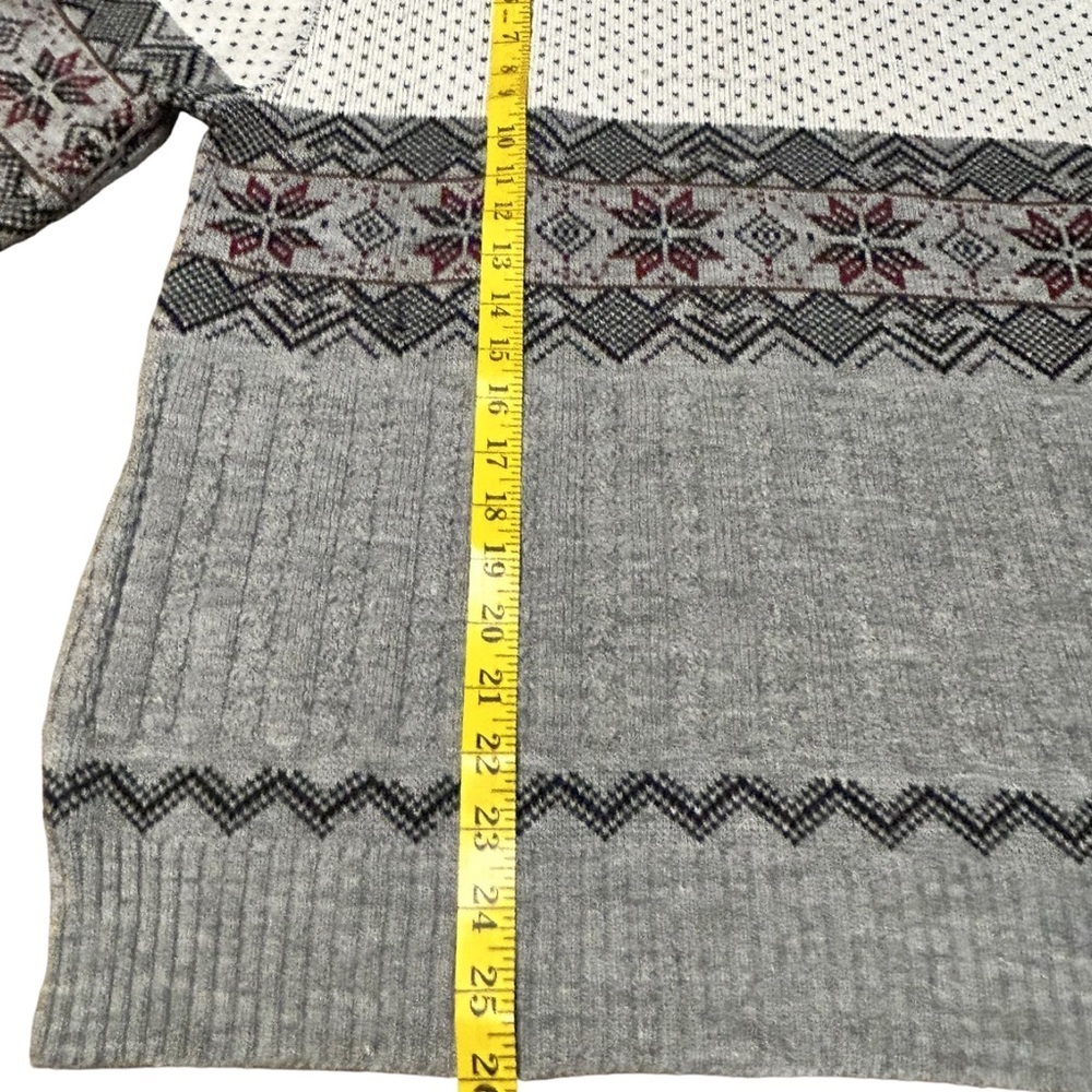 Vintage KP Collection Nordic Sweater Gray Fair Isle Men’s Large - Picture 9 of 14